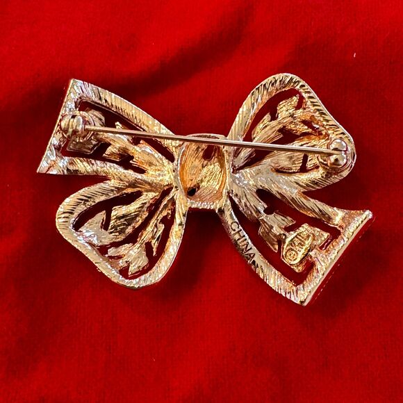 Vintage Kenneth Jay Lane Rose Gold Pink Rhinestone Brooch Pin - Picture 5 of 7